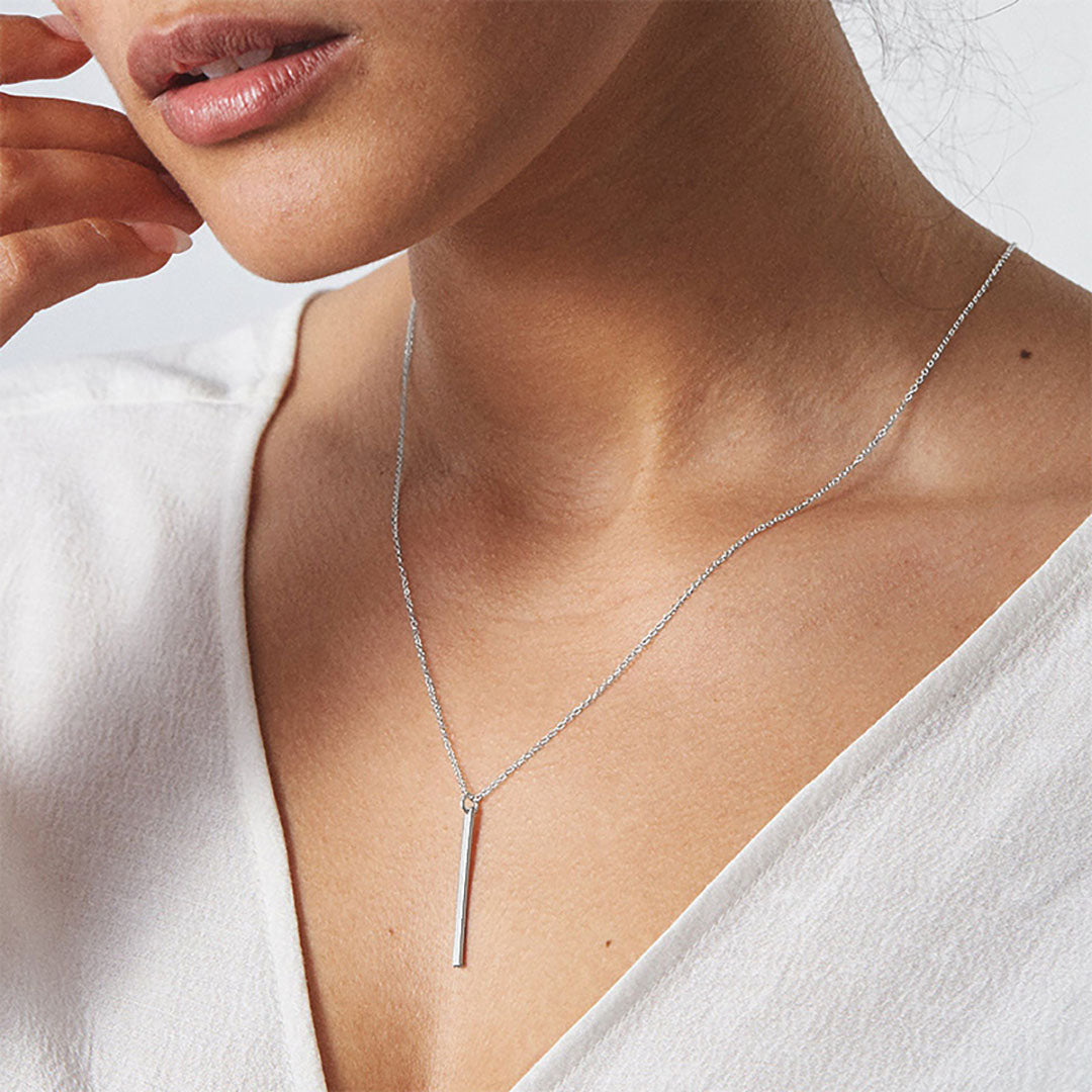 Gold Bar Pendant Necklace for Women